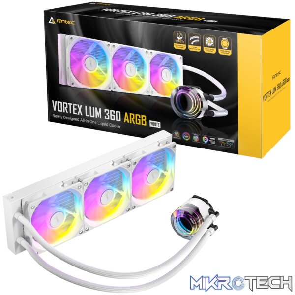 Antec VORTEX LUM 360 ARGB AIO CPU Liquid Cooler - White Antec VORTEX LUM 360 ARGB AIO CPU Liquid Cooler - White