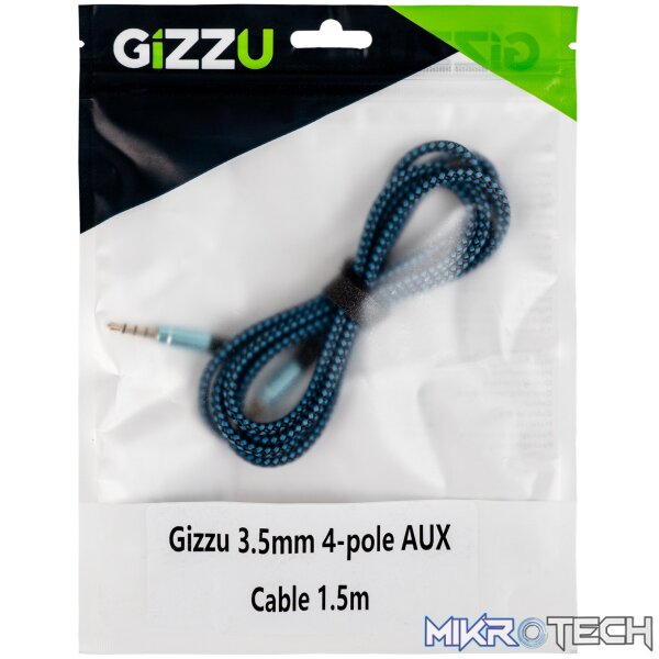 Gizzu 3.5mm AUX Cable 1.5m - Black/Blue - Image 4