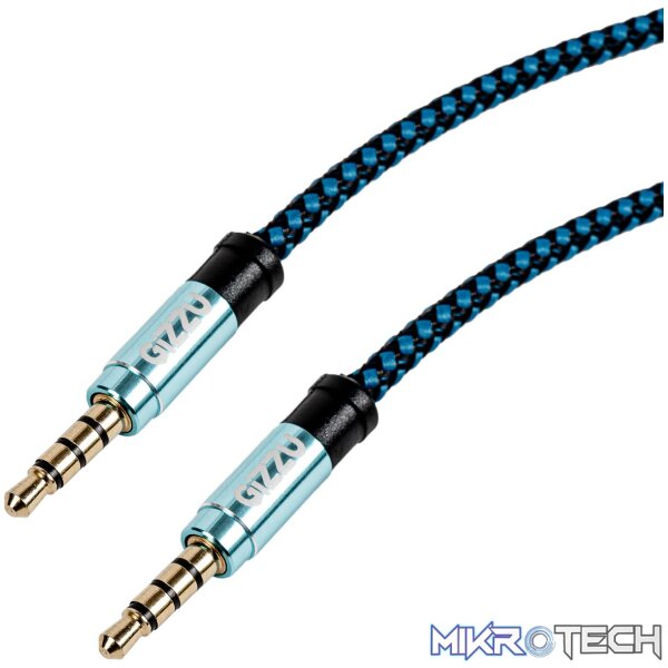 Gizzu 3.5mm AUX Cable 1.5m - Black/Blue Gizzu 3.5mm AUX Cable 1.5m - Black/Blue