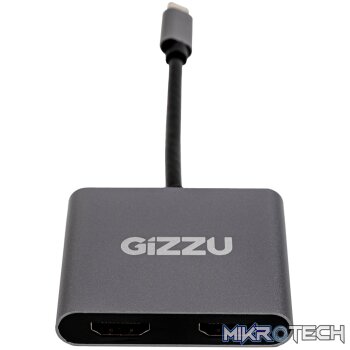 Gizzu 4-in-1 Type-C to Dual HDMI Hub