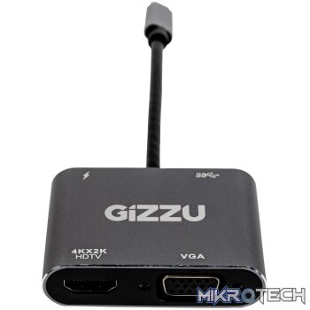Gizzu 4-in-1 Type-C to HDMI/VGA/USB3.0 Hub