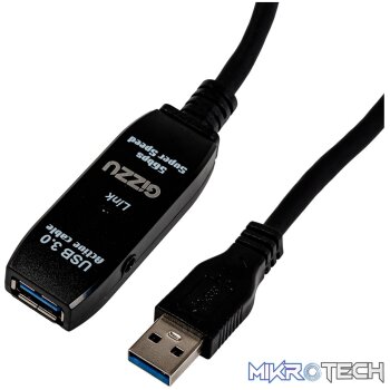Gizzu USB 3.0 Active Extension Cable 5m - Black