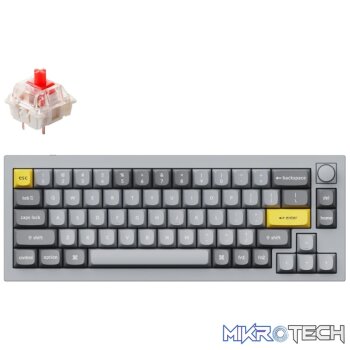 Keychron Q2 65% Red G Pro Switches Aluminium RGB Wired Keyboard - Grey