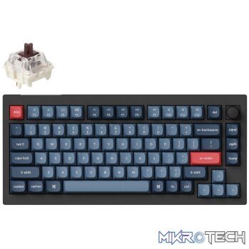 Keychron V1 Max QMK/VIA Wireless Custom Mechanical Keyboard | BROWN Switches – Black