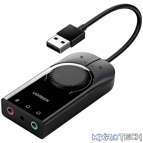 UGREEN CM129-40964 USB-A to 3.5mm External Stereo Sound Adapter - Black - Image 2