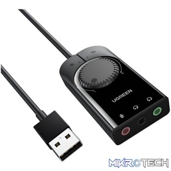 UGREEN CM129-40964 USB-A to 3.5mm External Stereo Sound Adapter - Black