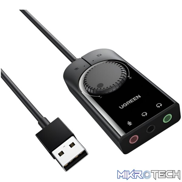 UGREEN CM129-40964 USB-A to 3.5mm External Stereo Sound Adapter - Black UGREEN CM129-40964 USB-A to 3.5mm External Stereo Sound Adapter - Black