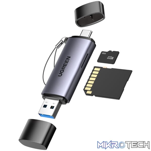 UGREEN CM185-50706 2-in-1 OTG Card Reader | Type-C | USB-A - Silver - Image 2