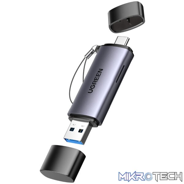 UGREEN CM185-50706 2-in-1 OTG Card Reader | Type-C | USB-A - Silver UGREEN CM185-50706 2-in-1 OTG Card Reader | Type-C | USB-A - Silver