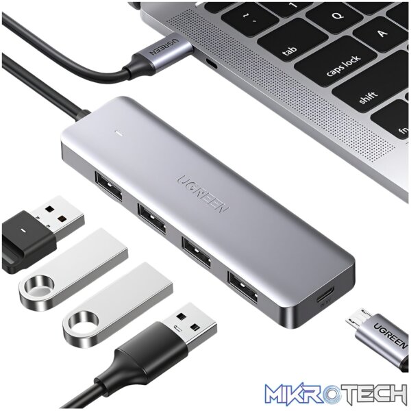 UGREEN CM219-70336 4-in-1 Hub | USB 3.0 | Type-C - Silver - Image 2