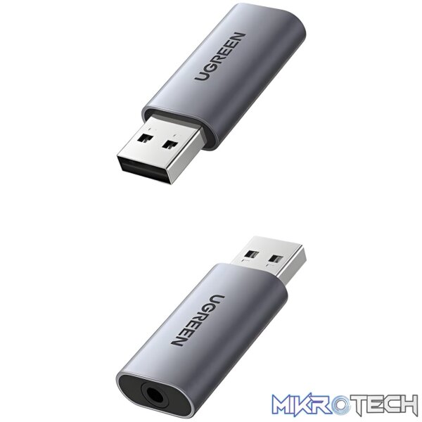 UGREEN CM383-80864 USB-A to 3.5mm Audio Jack External Sound Adapter - Silver - Image 2