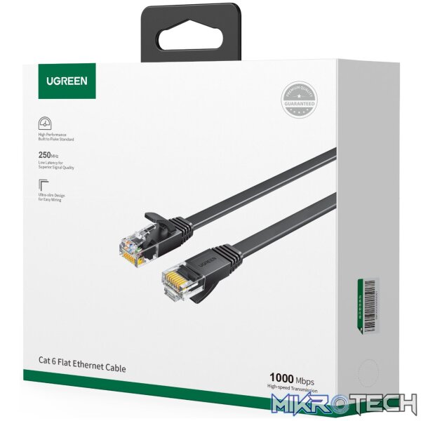 UGREEN NW102 Cat6 U/UTP Flat Ethernet Cable 0.5m - Black - Image 5