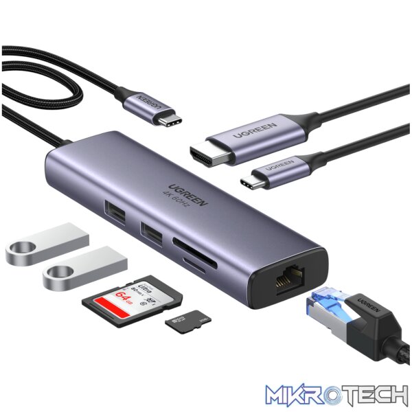UGREEN Revodok 7-in-1 Type-C Hub - Silver - Image 4