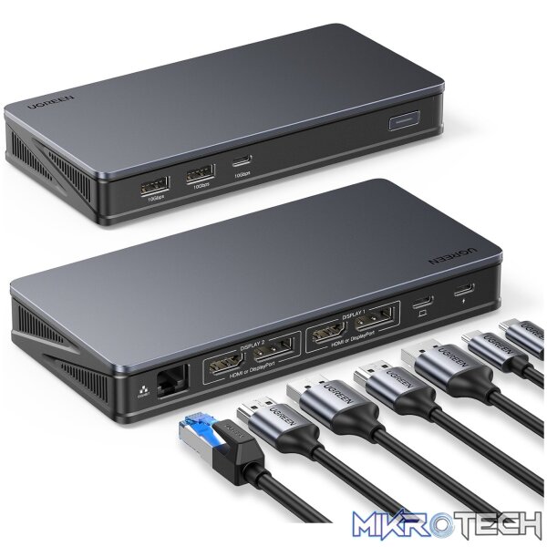 UGREEN Revodok Pro 209 9-in-1 4k HDMI Universal Docking Station | USB-A | Type-C | RJ45- Carbon Black - Image 5