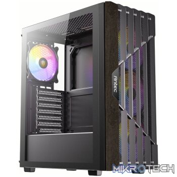 Antec AX63 Wood ARGB ATX Mid Tower Gaming Chassis - Black