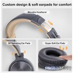 Oneodio Pro 10 Professional Wired Over Ear DJ and Studio Monitoring Headphones - Grey/Gold - Image 3