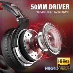 Oneodio Pro 10 Professional Wired Over Ear DJ and Studio Monitoring Headphones - Red/Black - Image 3