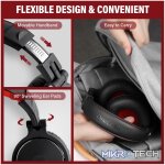 Oneodio Pro 10 Professional Wired Over Ear DJ and Studio Monitoring Headphones - Red/Black - Image 4