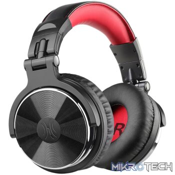 Oneodio Pro 10 Professional Wired Over Ear DJ and Studio Monitoring Headphones - Red/Black