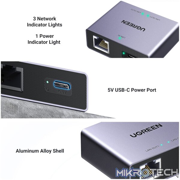 UGREEN 1-to-2 Gigabit Ethernet Splitter, 1000Mbps LAN Network Adapter - Image 3