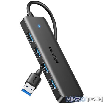 UGREEN 4-in-1 USB 3.0 Hub - High-Speed 5Gbps Data Transfer - Grey