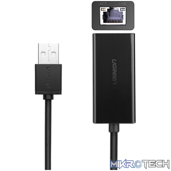 UGREEN CR110 Ethernet Adapter | USB 2.0 to RJ45 - Black - Image 2