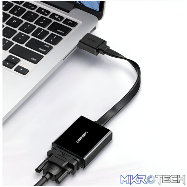 UGREEN HDMI to VGA Adapter, with 3.5mm Audio and Power Port - Black - Image 3