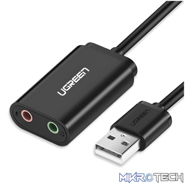 UGREEN USB to 3.5mm External Stereo Sound Adapter - Black UGREEN USB to 3.5mm External Stereo Sound Adapter - Black