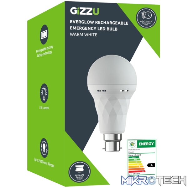 Gizzu Everglow Rechargeable Warm White Emergency LED Bulb - Bayonett - Image 5