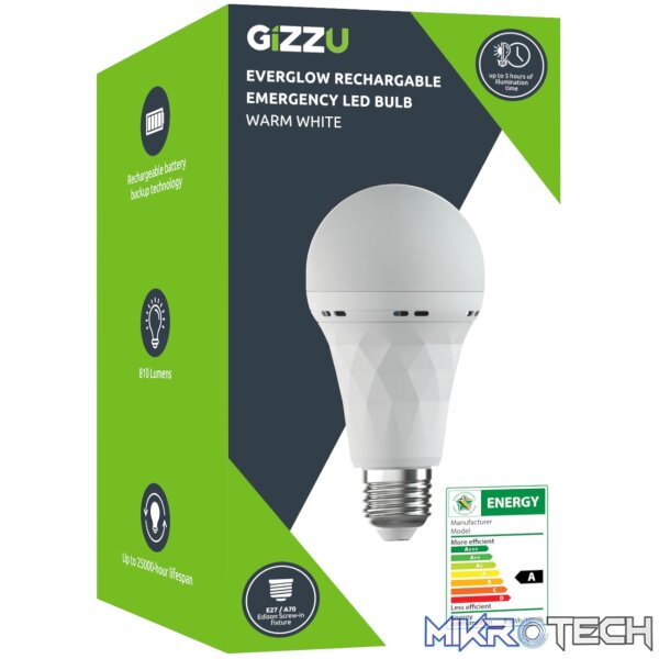 Gizzu Everglow Rechargeable Warm White Emergency LED Bulb - Screw-In - Image 5