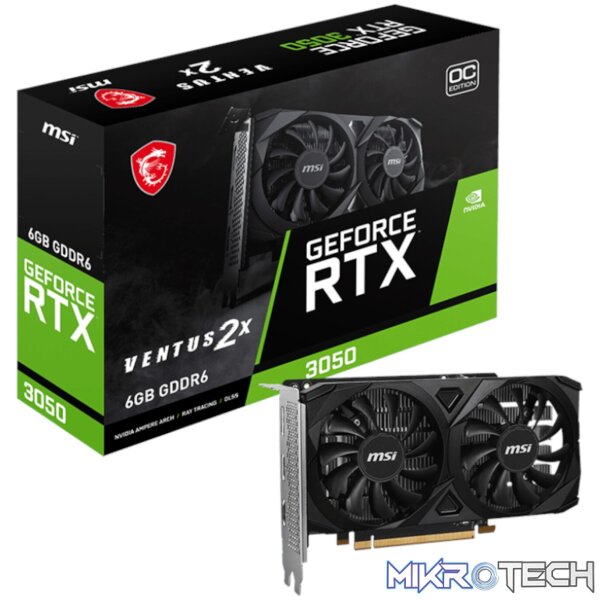 MSI GeForce RTX 3050 VENTUS 2X E 6GB OC Graphics Card MSI GeForce RTX 3050 VENTUS 2X E 6GB OC Graphics Card