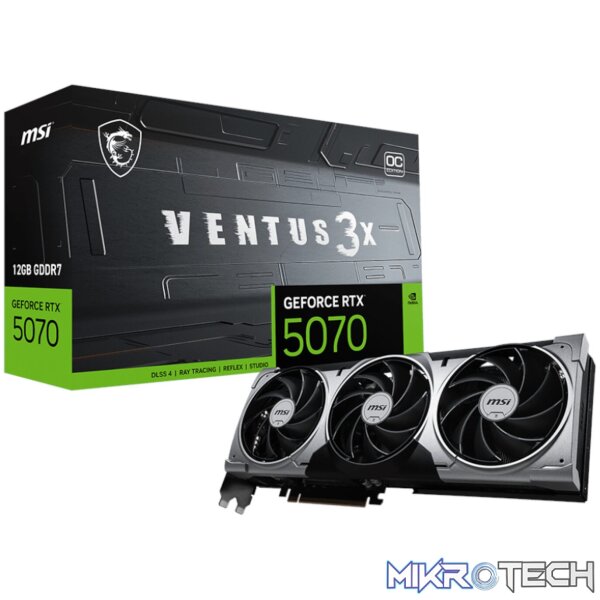 MSI GeForce RTX 5070 12GB VENTUS 3X OC Graphics Card - PCIe 5.0 MSI GeForce RTX 5070 12GB VENTUS 3X OC Graphics Card - PCIe 5.0