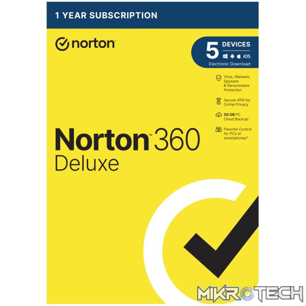 Norton 360 Deluxe 50GB - 5 Devices (Physical Package) Norton 360 Deluxe 50GB - 5 Devices (Physical Package)