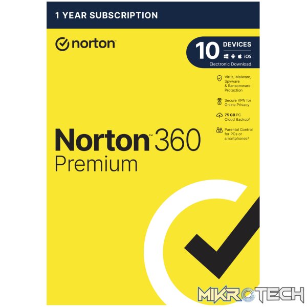 Norton 360 Premium 75GB – 10 Devices (Physical Package) Norton 360 Premium 75GB – 10 Devices (Physical Package)