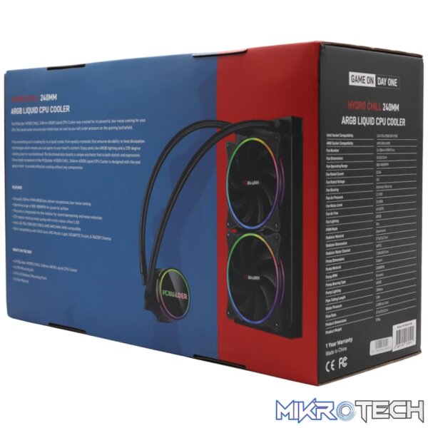 PCBuilder Hydro Chill 240MM AIO Liquid CPU Cooler ARGB - Image 6