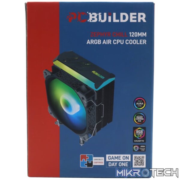 PCBuilder Zephyr Chill 120MM ARGB AIR CPU Cooler - Image 2