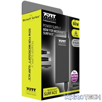 Port Connect 60W for Microsoft Surface Adapter - Black