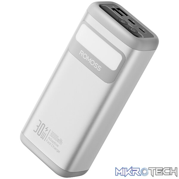 Romoss PMT30 30000mAh 30W Fast Charge Power Bank – Silver - Image 3