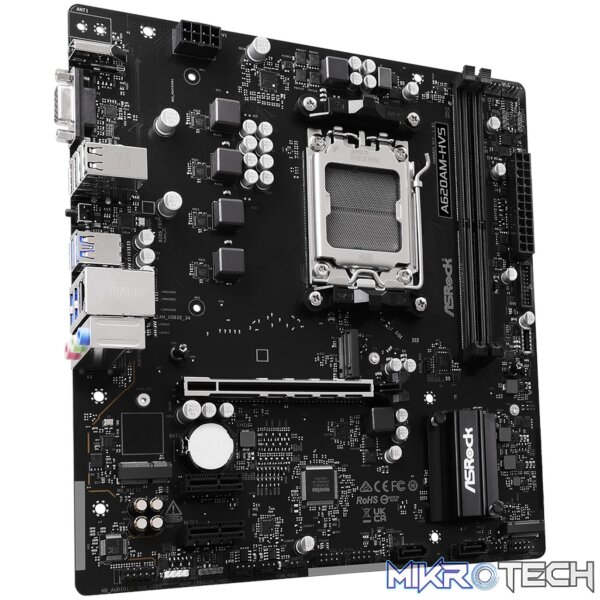 ASRock A620AM-HVS Micro ATX AM5 DDR5 Motherboard (HDMI and PCIe 4.0) - Image 3