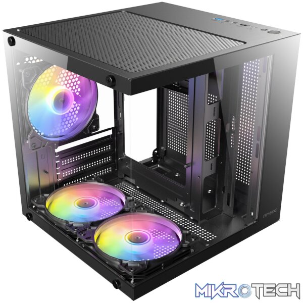 Antec VCX10M RGB Micro-ATX | ITX ARGB Mini -Tower Gaming Chassis - Black - Image 5
