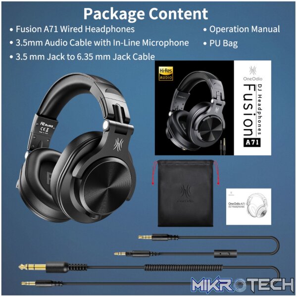 Oneodio Pro A71 Wired Headphones - Black - Image 5