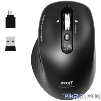 Port Connect Business 2.4GHz Rechargeable Bluetooth Wireless Mouse - Black