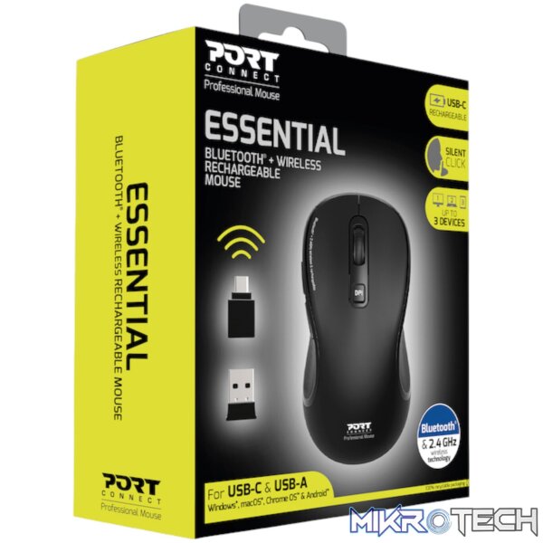 Port Connect Essential Bluetooth Wireless Rechargeable Mouse - Image 6