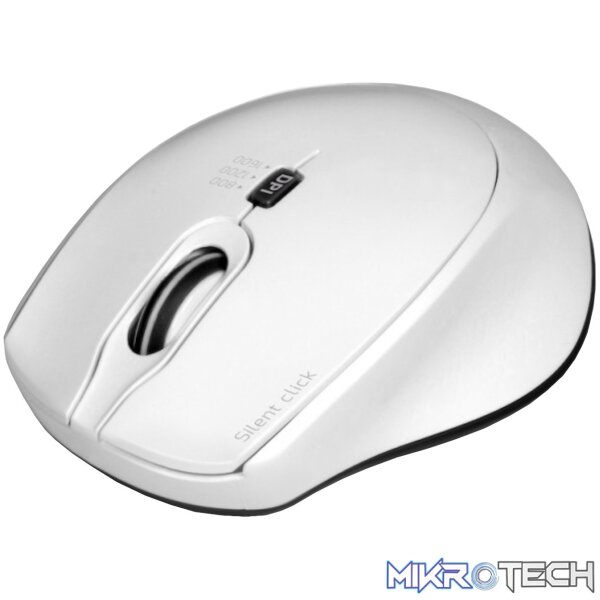 Port Connect Silent 1600DPI 3 Button Wireless Mouse - White - Image 2