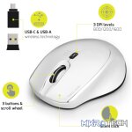 Port Connect Silent 1600DPI 3 Button Wireless Mouse - White - Image 3