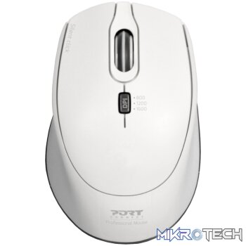 Port Connect Silent 1600DPI 3 Button Wireless Mouse - White