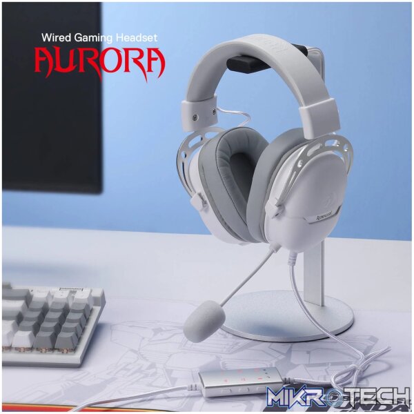 REDRAGON Over-Ear AURORA Gaming Headset - White - Image 2
