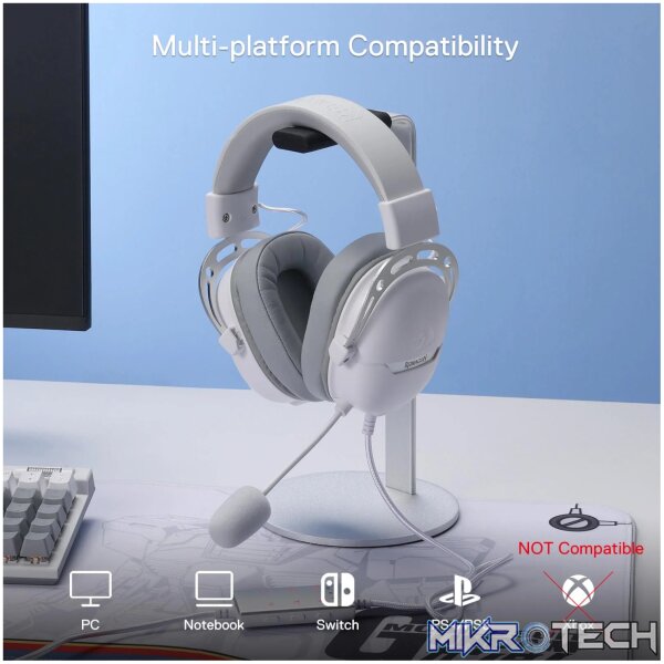 REDRAGON Over-Ear AURORA Gaming Headset - White - Image 4