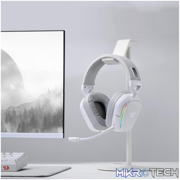 Redragon H868 RGB Wireless Gaming Headset - White - Image 4