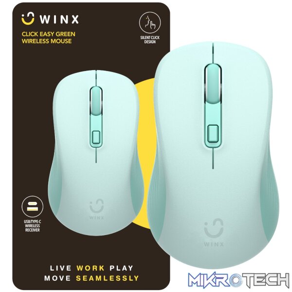 WINX CLICK Easy 1600DPI 2.4GHz Wireless Mouse - Green WINX CLICK Easy 1600DPI 2.4GHz Wireless Mouse - Green